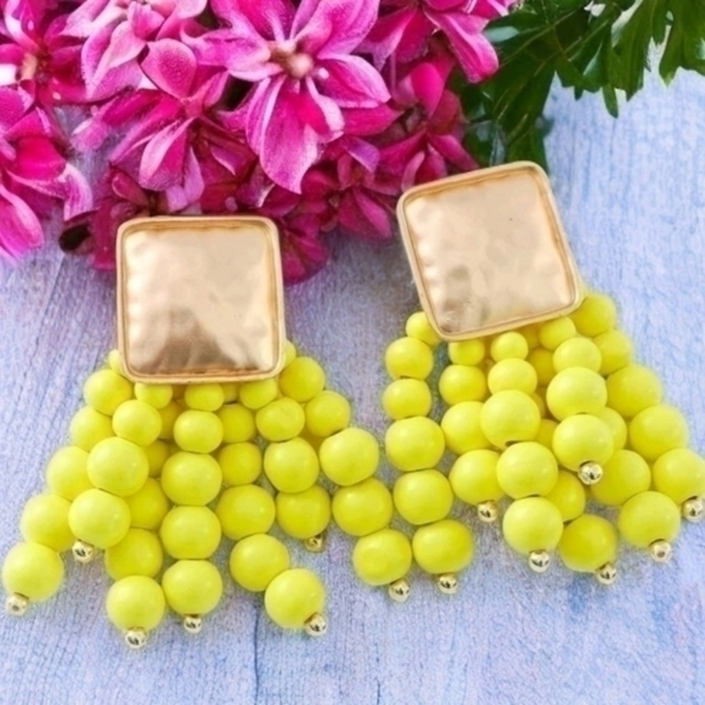 ANTHROPOLOGIE GOLDEN BEADED BOHO EARRINGS 1
